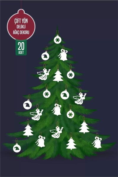 neşeli günlerim Novogodišnja božićna dekoracija za jelku, bela, 20 komada, dv...