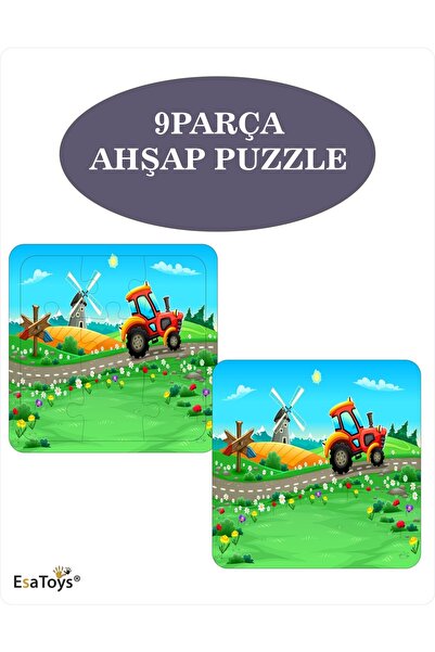 esatoys Ahşap Çocuk Puzzle 9 Parçalı