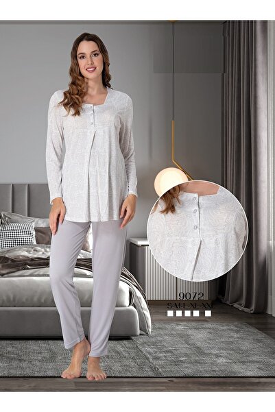 venera Effoort Lohusa Pijama Takmı Düz Desenli Önden Dügmeli