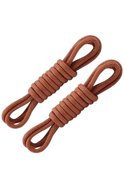 Foottab 90 Cm Round Waxed Laces, 1 Pair Shoelaces, Brown