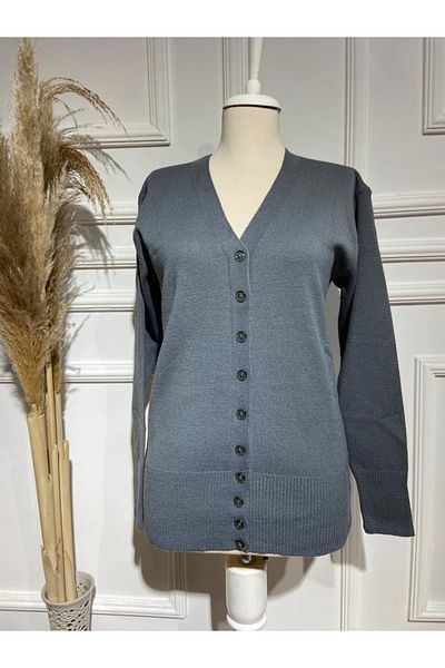 FATELLA Women's Fine Knitwear Sleeve Cuffed Seasonal Buttoned Cardigan