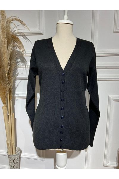 FATELLA Women's Fine Knitwear Sleeve Cuffed Seasonal Buttoned Cardigan
