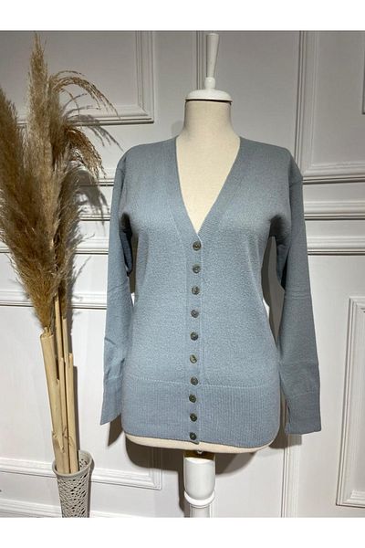 FATELLA Women's Fine Knitwear Sleeve Cuffed Seasonal Buttoned Cardigan
