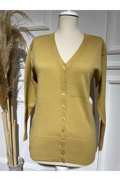 FATELLA Women's Fine Knitwear Sleeve Cuffed Seasonal Buttoned Cardigan