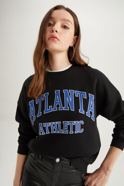 DeFacto Hanorac cu imprimeu cu slogan cu guler rotund