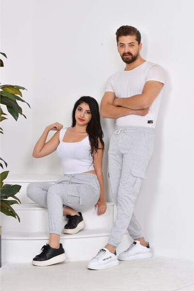 EXSPORT Kargo Cepli Paça Lastikli Gri Eşofman