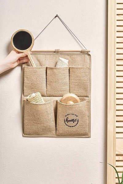 Ocean Home Textile Κρεμάστρα πολλαπλών χρήσεων από γιούτα 2 επιπέδων Τύπος τοίχου Εσωτερικό ντουλάπι Μπάνιο Οργανωτής κουζίνας 35x45