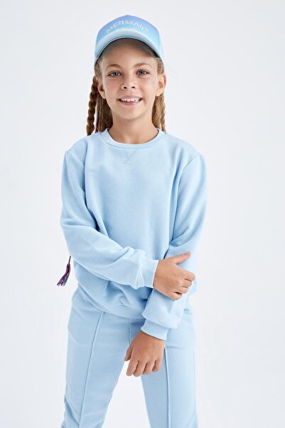 DeFacto Girl's Crew Neck Soft Fuzzy Inside School Sweatshirt