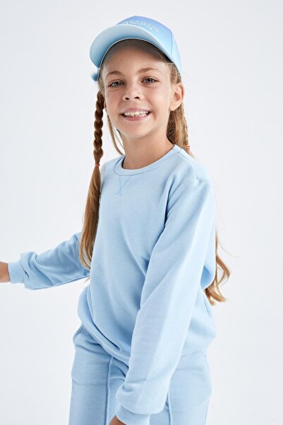 DeFacto Girl's Crew Neck Soft Fuzzy Inside School Sweatshirt