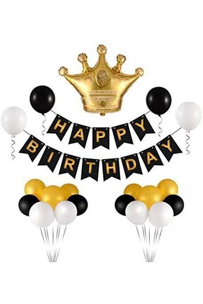MERİ PARTİ King Crown Banner Birthday Set Balloon Banner Concept Adult Birthday