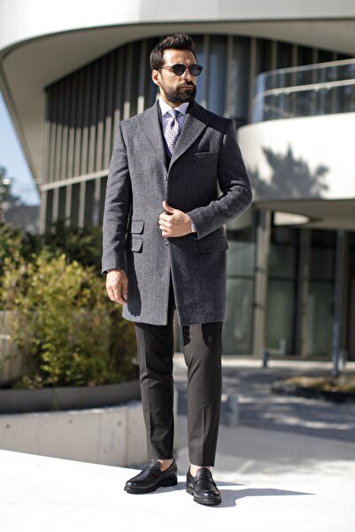 AEK FIORE Erkek Koyu Gri Palto