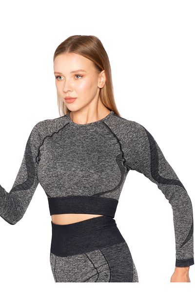 Formeasy Long Sleeve Melange Seamless Crop Top 8500