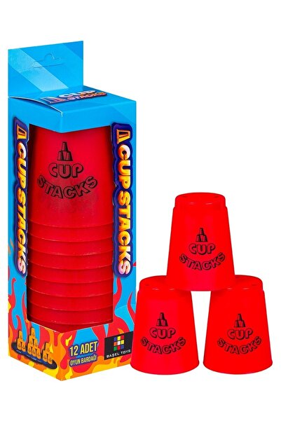 hediyecik Red Fast Cup Stacks Cup Game - 12 Pieces