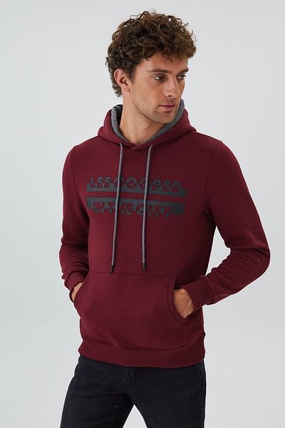 Lee Cooper Men's Sweatshirt with Doors - Plum Model
