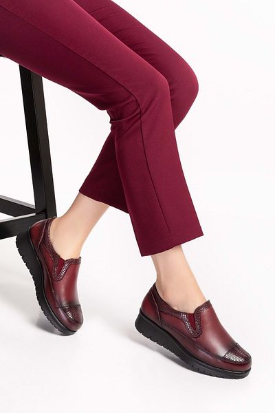 Gondol Pantofi anatomici cu sclipici din piele naturală Roșu Claret 38 Elnr.5757