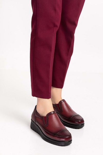 Gondol Pantofi anatomici cu sclipici din piele naturală Roșu Claret 38 Elnr.5757