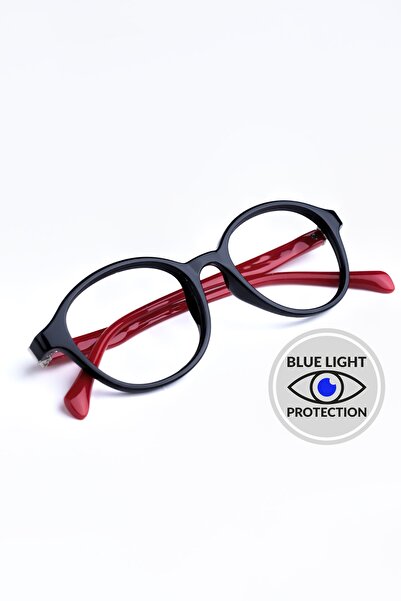 Focus On Black Red 2-5 Years Old Children's Screen Glasses with Blue Light Fi...