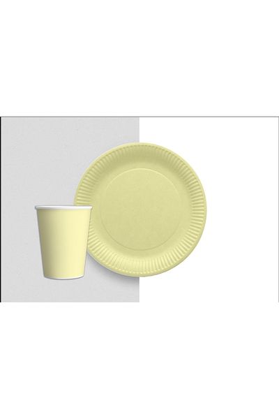 MFM Party Macaron Yellow Plate Glass 8 Pieces