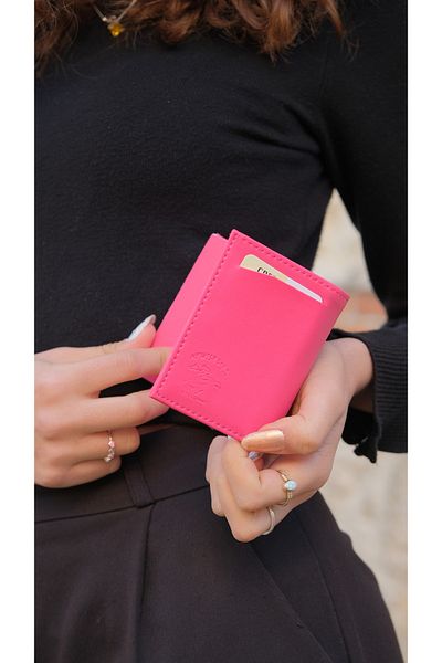 NEWISH POLO ACCESSORIES Έξυπνη θήκη πιστωτικής κάρτας πολλαπλών διαμερισμάτων με ροζ αυτόματο μηχανισμό Πορτοφόλι και θήκη κάρτας από συνθετικό δέρμα