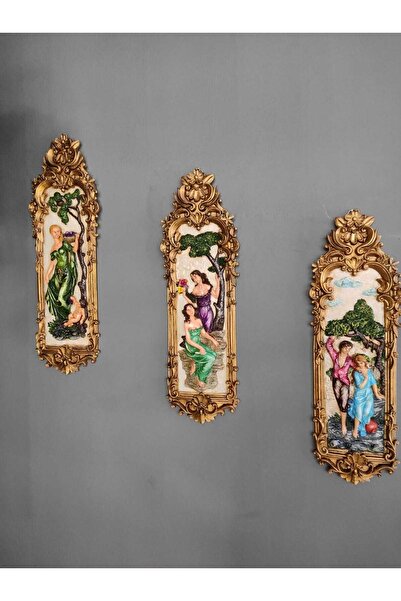 SZN DEKOR 3'lü Vintage Duvar Panosu , Duvar Dekorasyonu , Kız Dekorlu Duvar Panosu Ve Tablosu