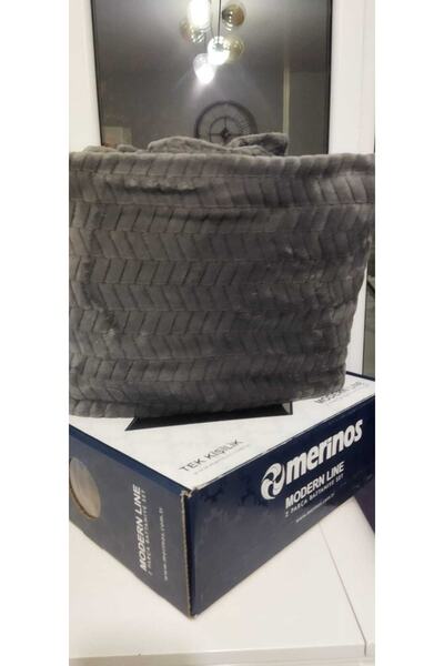 Merinos Modern Line 2 Parça Battaniye Seti - Koyu Gri