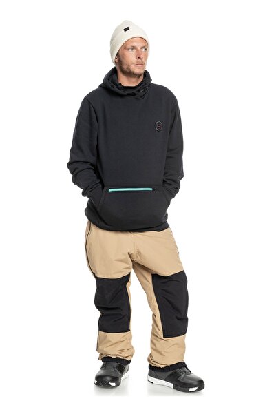 Quiksilver Siyah Erkek Kapüşonlu Polar Sweatshırt Eqyft04559 Bıg Logo Tech Ho...