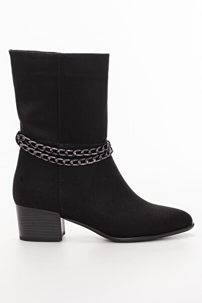 SUENO SHOES Kadın Siyah Süet Western Bot