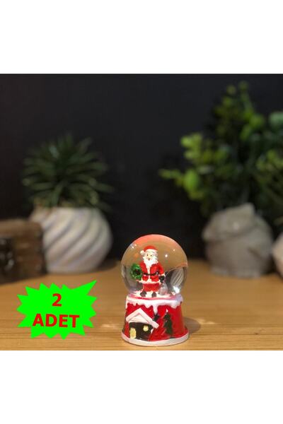 Lapidaria 2'li Noel Baba Yılbaşı Temalı Işıklı Kar Küresi Minik Boy 6 Cm