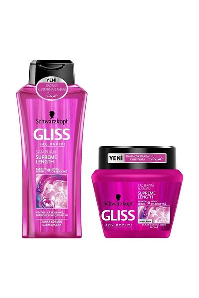 Gliss Supreme Length Shampoo and Hair Care Mask - 525Ml+300Ml