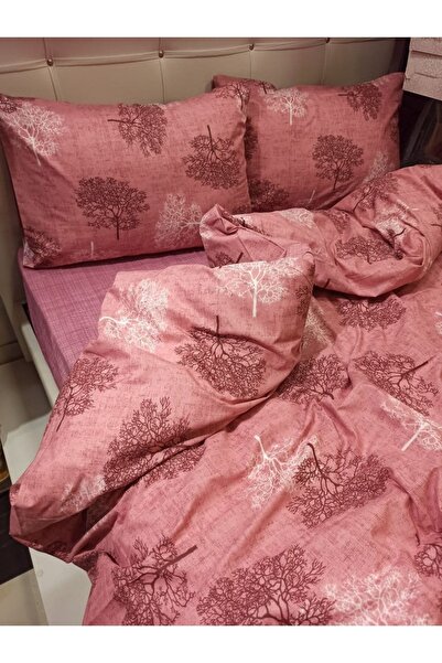 ŞENER HOME Pamuk u Bračni Drvo života Sa deznom Set posteljine - Ruža