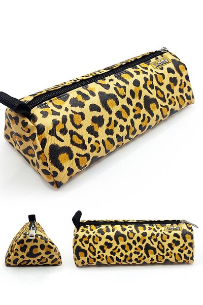 Limmy Μολυβοθήκη Τρίγωνο Leopard Pattern Μολυβοθήκη Jumbo Vegan Δερμάτινη θήκη για στυλό