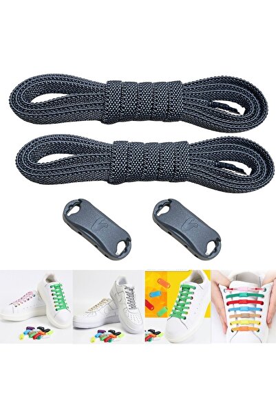 Palwin Takbırak Yeni Nesil Pratik Bağcık, Shoelace, Klipsli Lastikli Bot, Çocuk, Ayakkabı Bağcığı, Koyu Gri