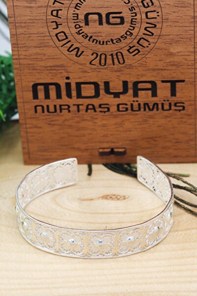 Midyat Nurtaş Gümüş Midyat Yöresel Model 925 Ayar Gümüş Telkari Bilezik 20102...
