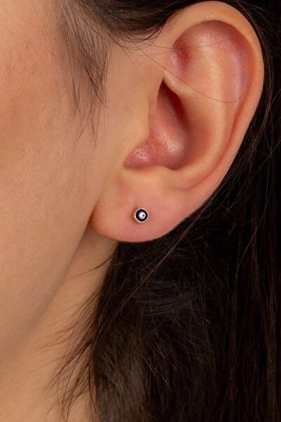 MÜCEVHER SARAYI 14 Ayar Altın Lacivert Göz Kız Çocuk Küpe