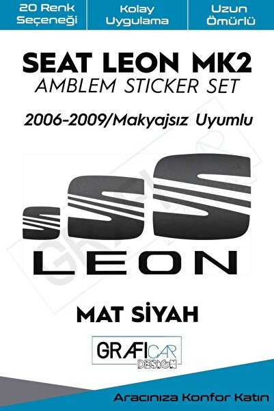 GRAFİCAR مجموعة ملصقات شعار سيات ليون Mk2 2006-2009 / بدون مكياج