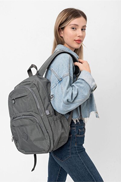 Saria Moda حقيبة ظهر مدرسية للجنسين مقاومة للماء باللون الرمادي من كلينكير