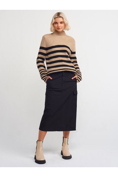 Dilvin 80309 Μίντι Φούστα-μαύρη