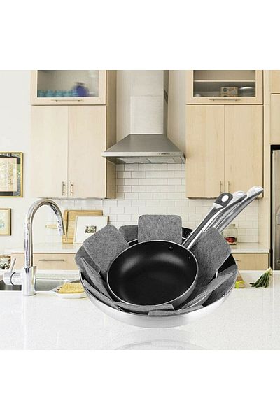 garaccu Pan Anti-Scratch, Pyrex Protector, Felt Pot Protector, Felt Pot Mat 3 Pieces Gray