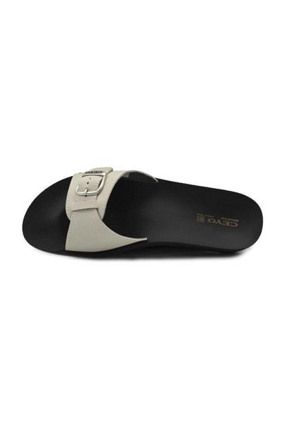 Ceyo Women's Beige Minerva Buckle Orthopedic Slippers