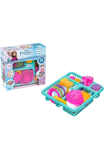 Kayyum Oyuncak Oyuncak Mutfak Çeşmeli Lavabo Set + Frozen Bulaşıklık + Tabaklar + Kesilebilen Meyve Set Depomiks