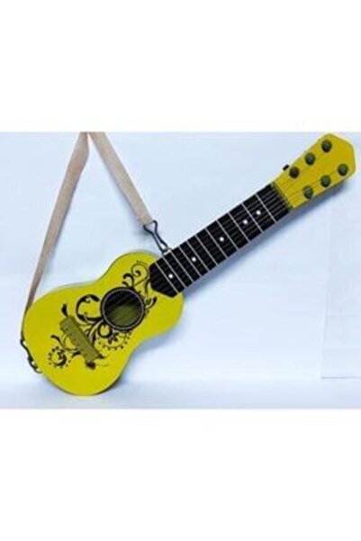 BURAKKRTSY 50 Cm Askılı Telli Kutulu Oyuncak Gitar, kahverengi, çocuklar için eğlenceli müzik aleti