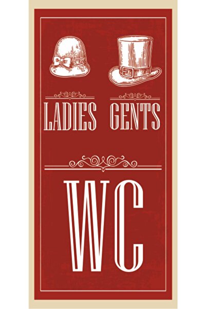 Hayat Poster Μίνι ρετρό ξύλινη αφίσα - WC (10 cm x 20 cm)