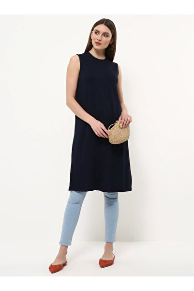 Everyday Basic Kadın Lacivert Ara Boy Kolsuz Tunik