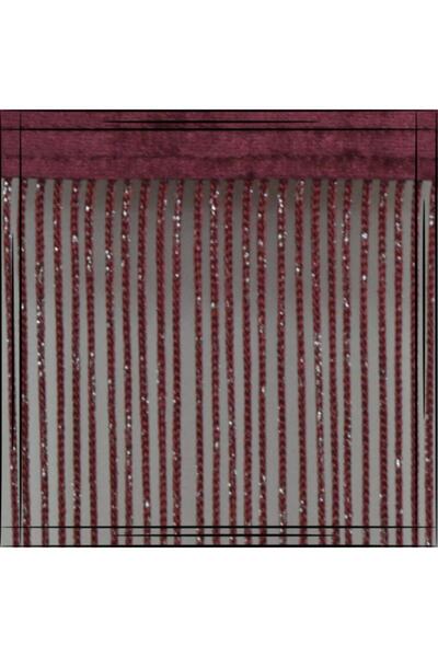 GÜLPINAR PERDE Bordo Gümüş Simli Kalın Zincir Ip Perde
