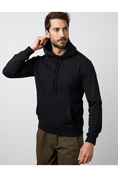B&B Style Fashion Erkek Siyah Kapüşonlu Sweatshirt