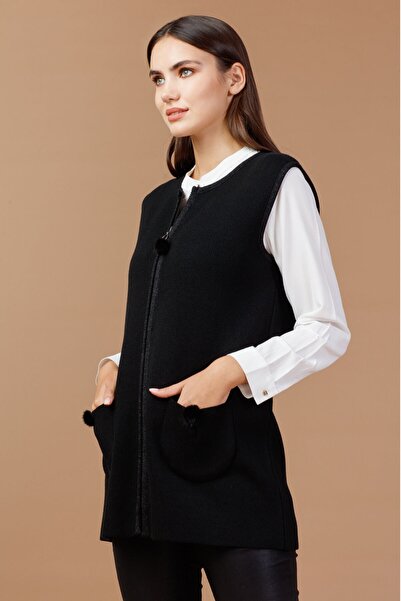 Butik Triko 2710 Glittery Pom Pom Vest