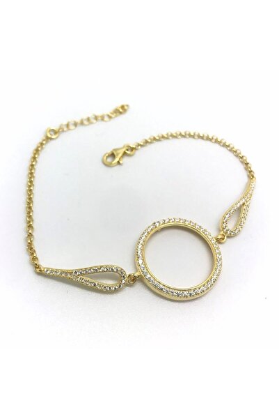 Erer Gümüş Kadın Gümüş Çeyrek Altın Konulan Çerçeve Bileklik Cy98e6