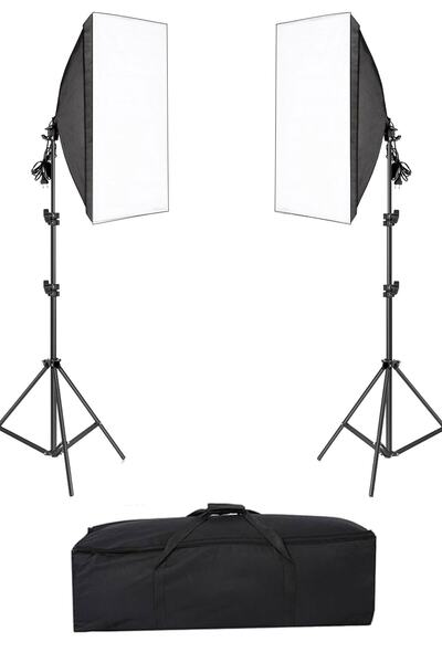 HLYPRO 50x70cm Ikili Softbox Set Çantalı Iki Adet Lamba Hediyeli