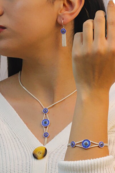 Midyat Nurtaş Gümüş Kadın Mardin Hasırı Mineli Gümüş Üçlü Set