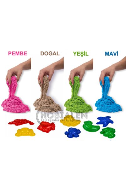 Hobialem أبطال، رمل حركي، 4 ألوان 2 كجم، 8 قوالب، رمل اللعب